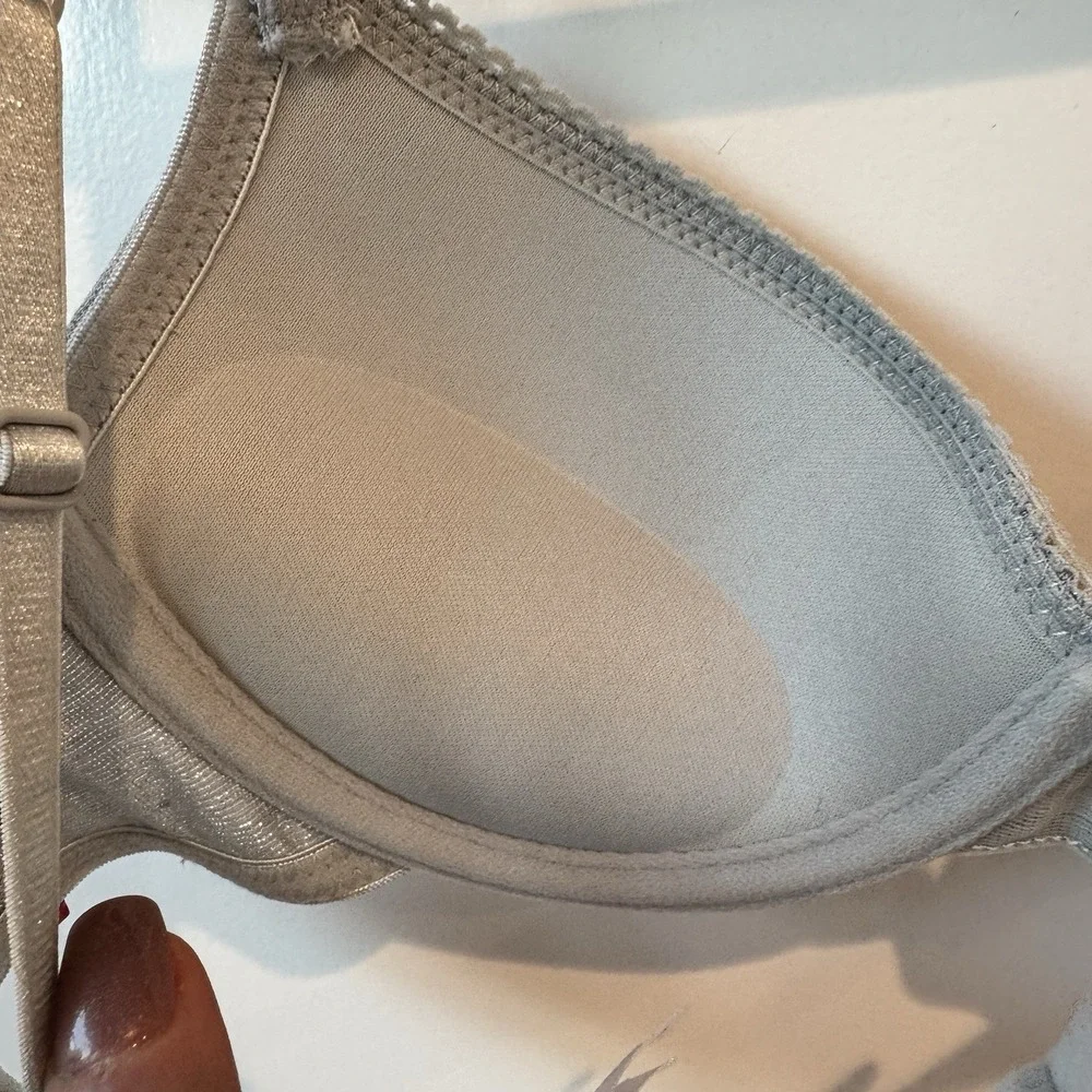 New Coquette Twee Xhilaration 34A Push-up T-Shirt Bra Sparkly Silver NWT